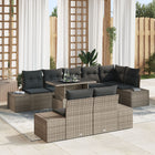 Garden Sofa Set with Storage 9 pcs Grey Polyrattan