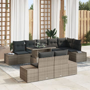 Tuinset poly rotan 9-delig grijs