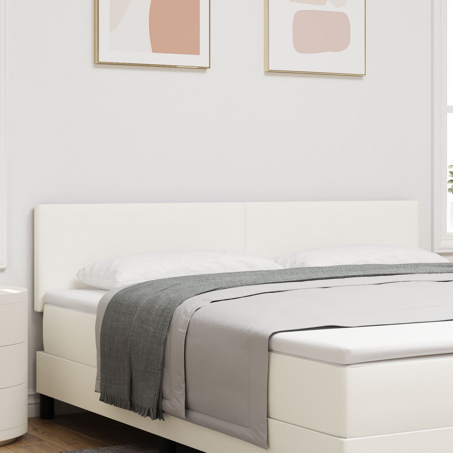 Hoofdbord Eenvoudig Design Corduroy Stof Crème 180 cm Laag hoofdbord