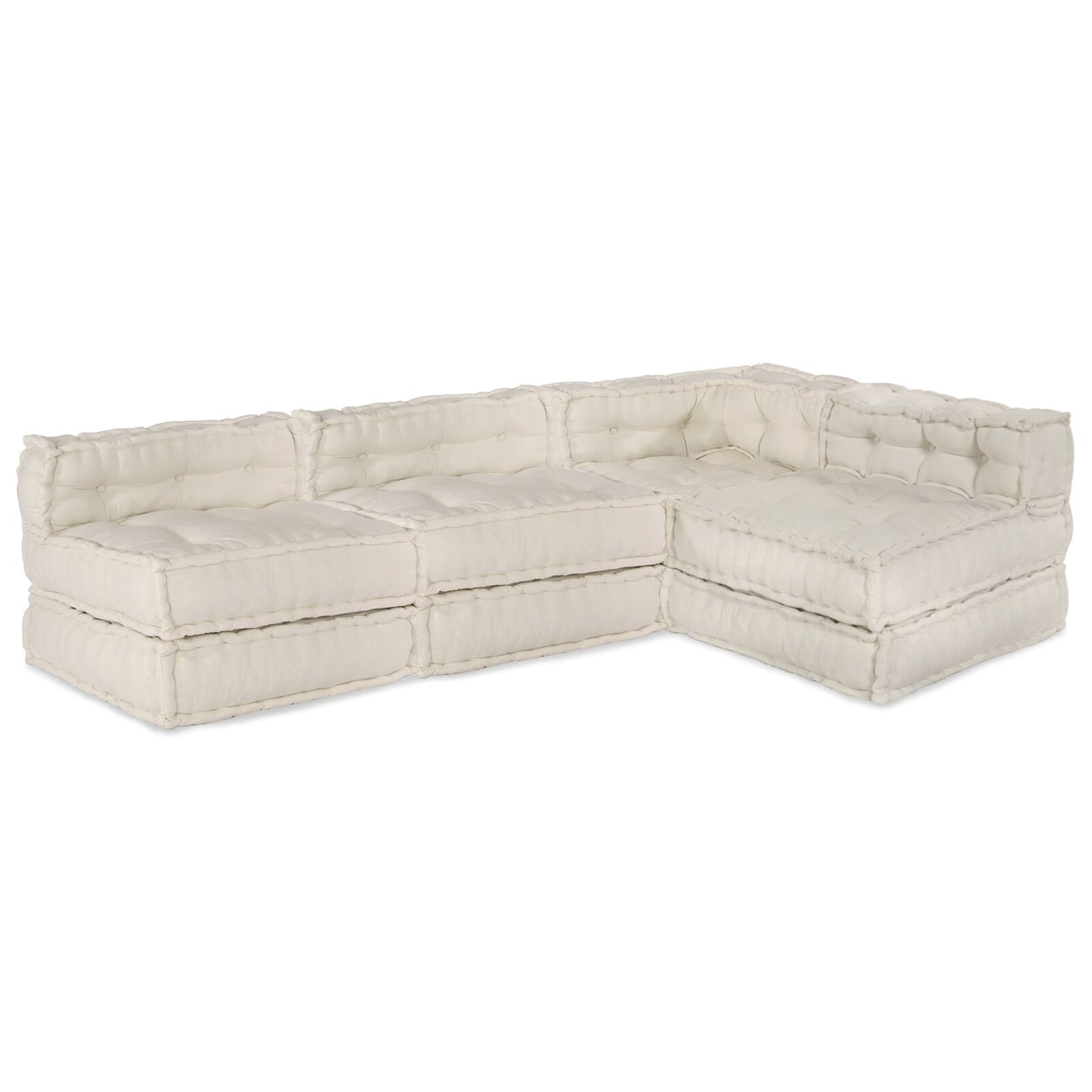 Modulaire Poefs 4 Stuks Stof Crème 70 x 70 x 54 cm 3x midden + hoek