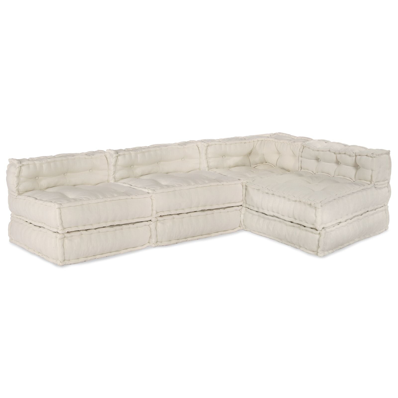 Modulaire Poefs 4 Stuks Stof Crème 70 x 70 x 54 cm 3x midden + hoek