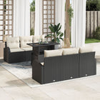 Garden Sofa Set with Cushions 7 pcs Black Poly Rattan