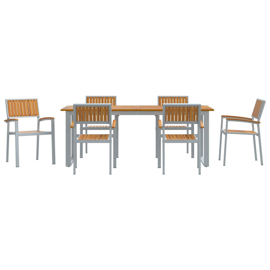 Tuin Eettafel Set Set Van 7 Grijs Aluminium Duurzaam