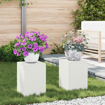 Buiten Plantenstands Pilar 2 Stuks 24X24X35 Cm Staal Wit 2x (35 cm)