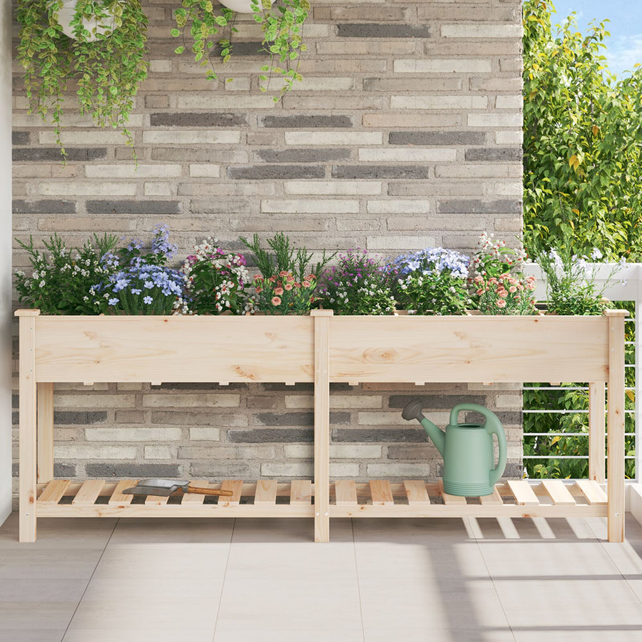 Tuincontainer Met Rasters 203X53X76 Cm Massief Vurenhout 203,5 x 53 x 76,5 cm