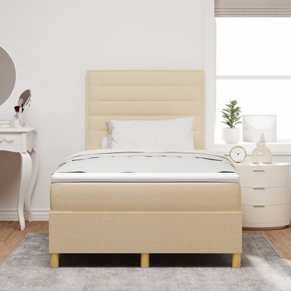 Box Spring Bed Met Matras Crème 120X200 Cm Stof Blauw