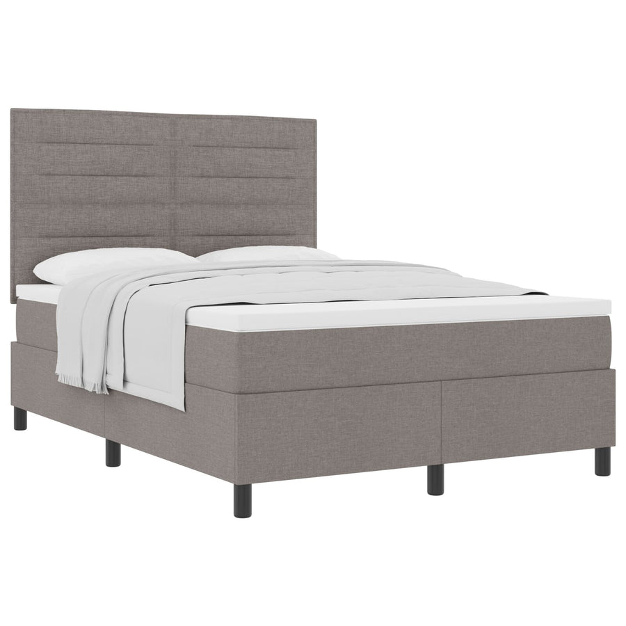 Boxspring Bed Met Matras Stof Taupe 140 x 190 cm Lijnen ontwerp