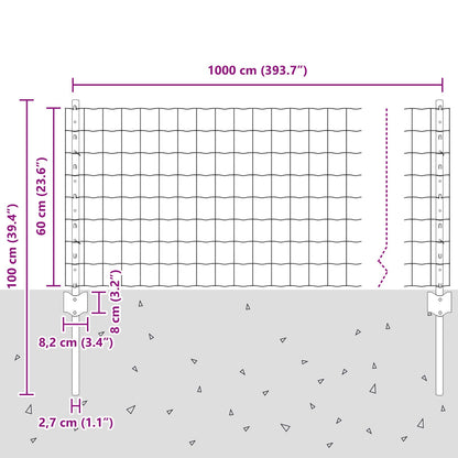 Tuinhek Set Set Van 2 Gegalvaniseerd Staal 10 X 0.6 M Duurzaam