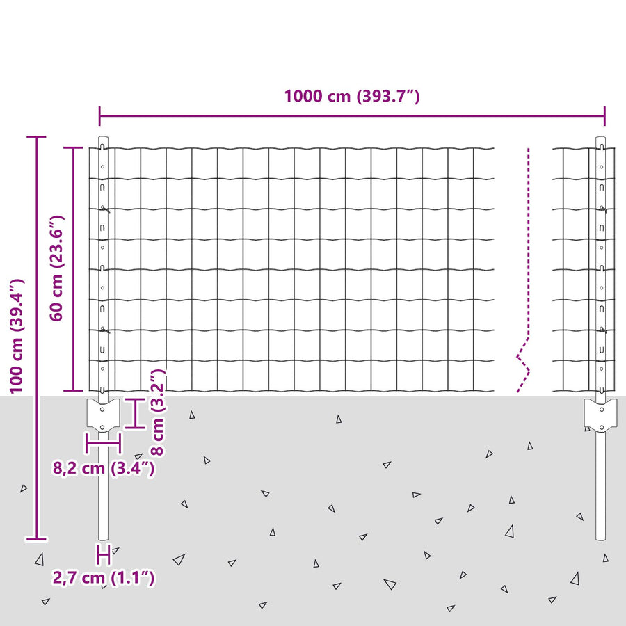 Tuinhek Set Set Van 2 Gegalvaniseerd Staal 10 X 0.6 M Duurzaam