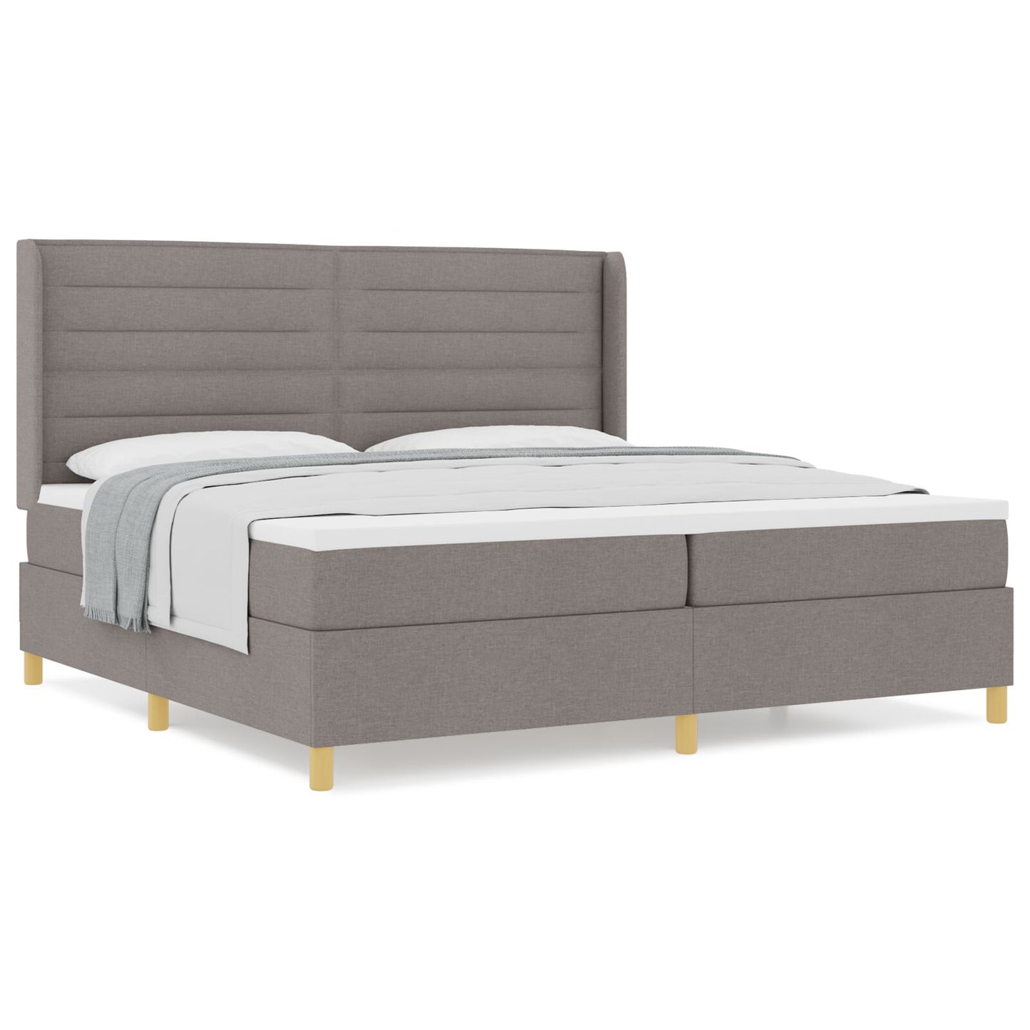 Boxspring Bed Met Matras Taupe 200X200 Cm Stof Blauw