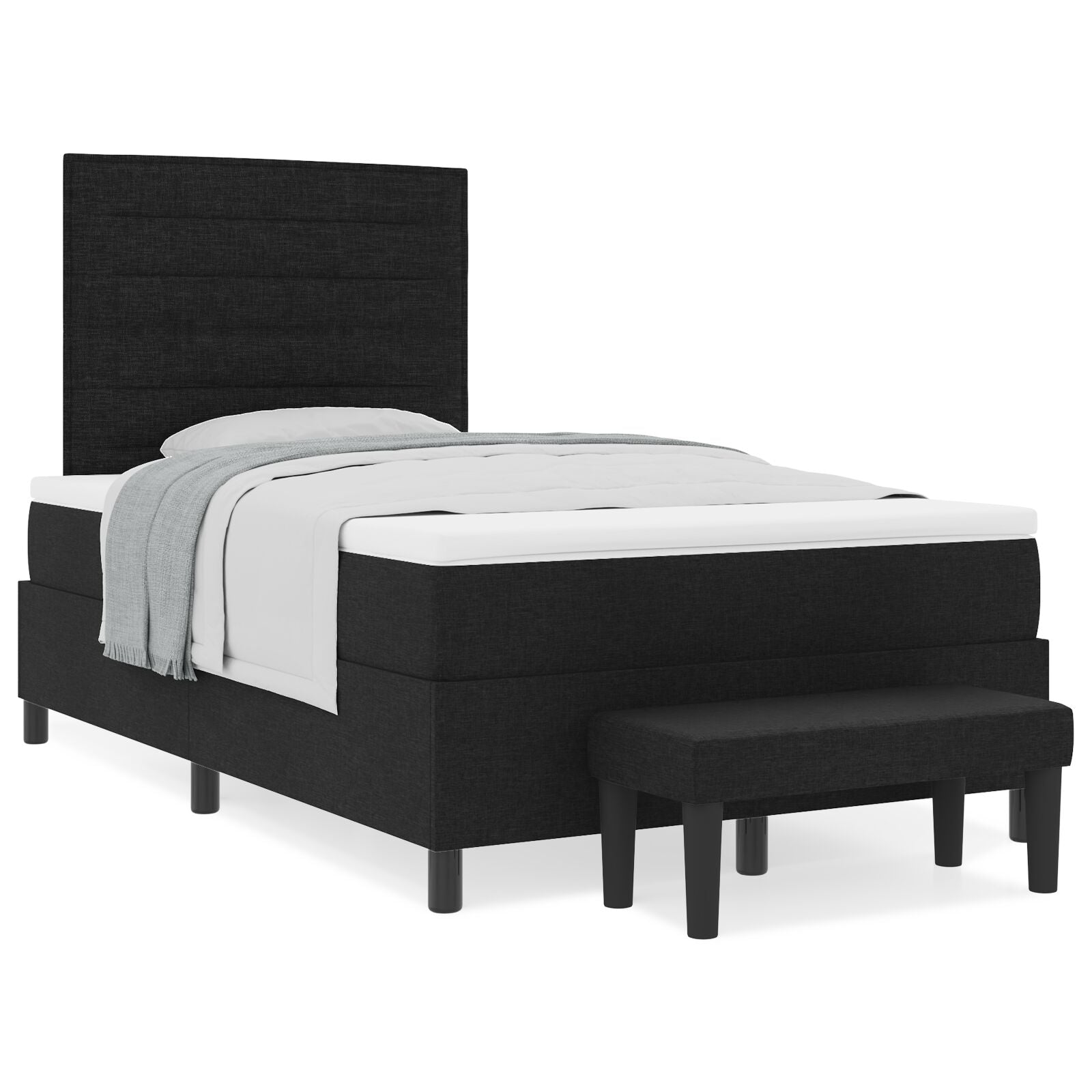 Boxspring Bed Met Matras & Bank Zwart 120X190 Cm Stof Blauw