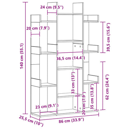 Boekenkast Zwart Eiken 86X25,5X140 Cm Bewerkt Hout