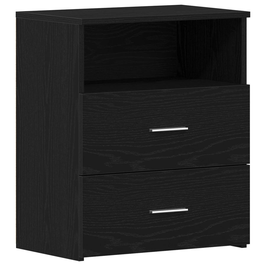Nachtkastjes 2 Stuks Zwart Eiken 50X32X60Cm Bewerkt Hout