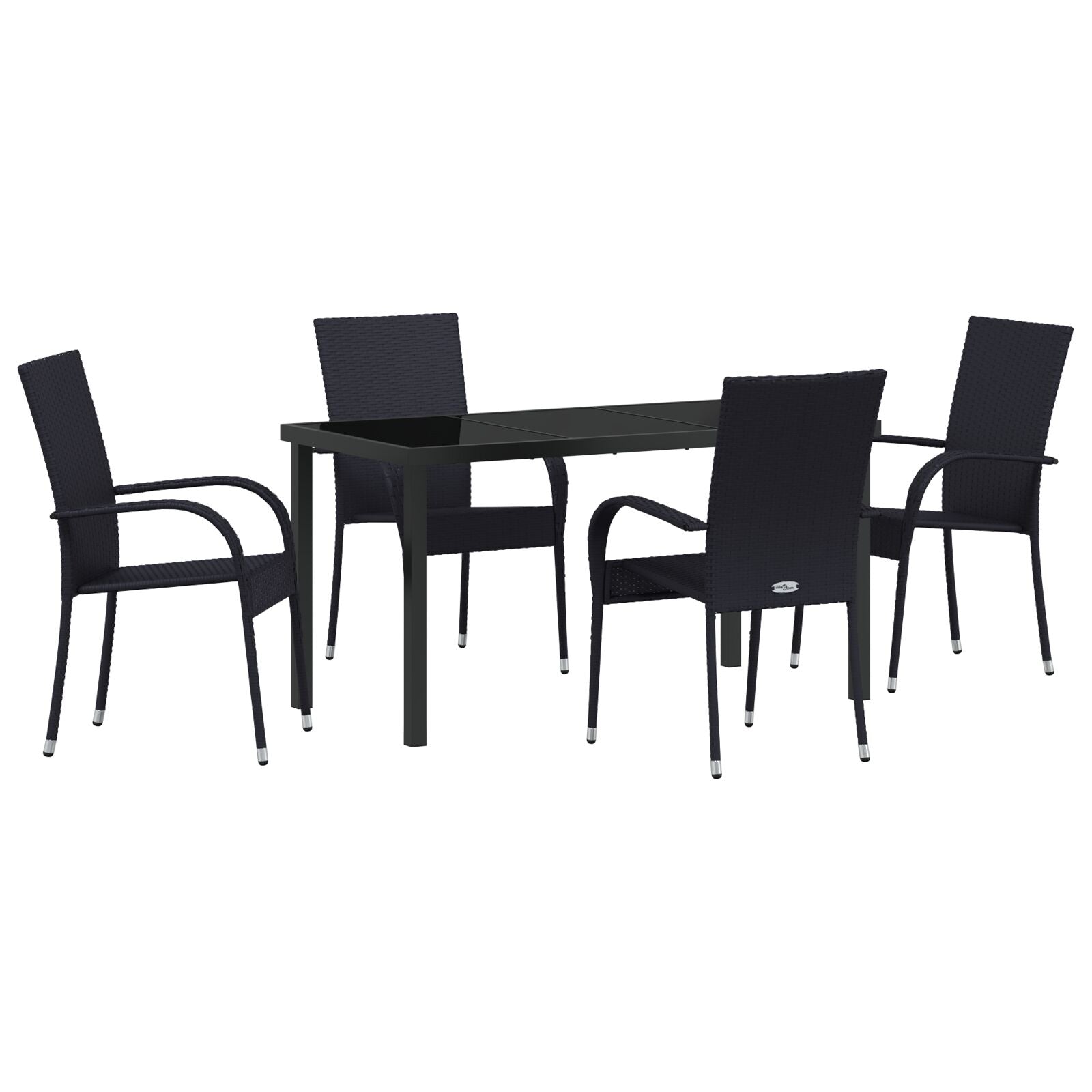 5-Delige Tuinset Zwart Poly Rattan