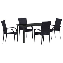 5-Delige Tuinset Zwart Poly Rattan