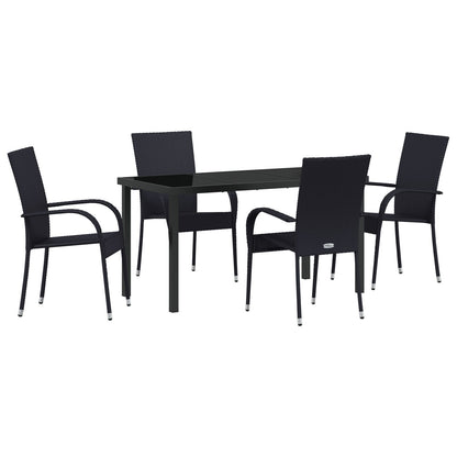 5-Delige Tuinset Zwart Poly Rattan