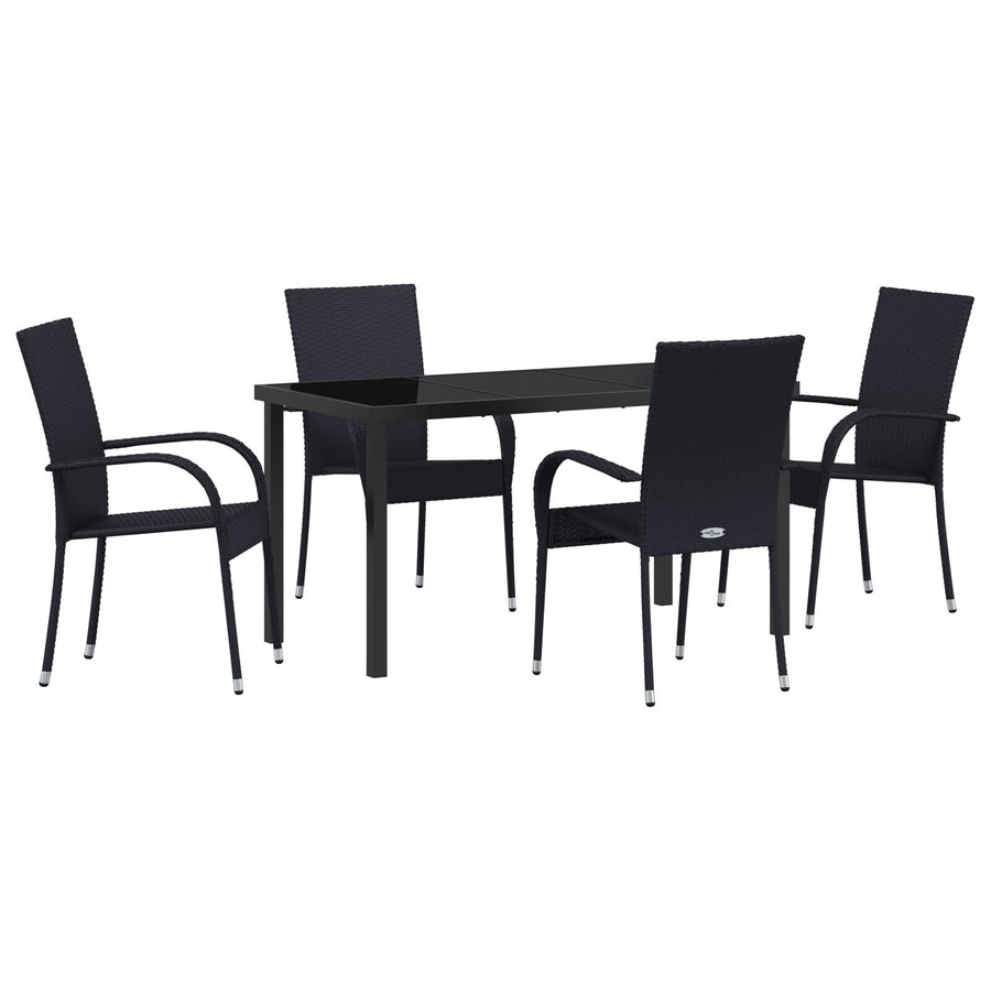 5-Delige Tuinset Zwart Poly Rattan