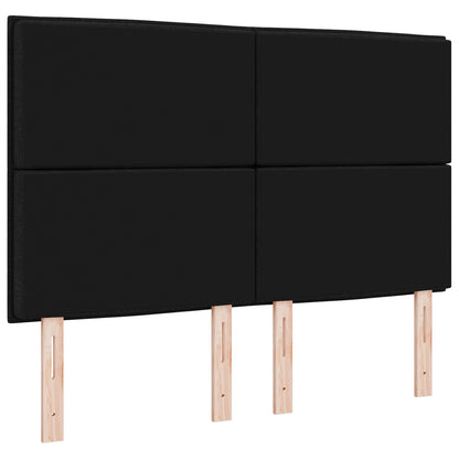 Hoofdbord Lijnen Ontwerp Stof Zwart 140 cm Hoog hoofdbord