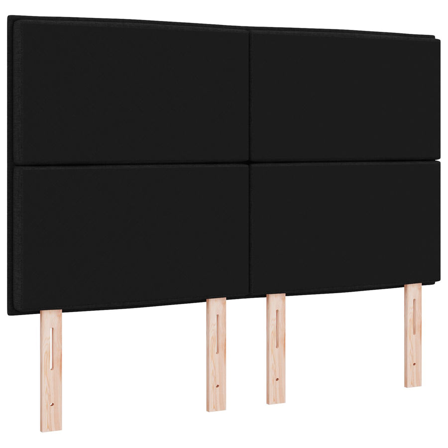 Hoofdbord Lijnen Ontwerp Stof Zwart 140 cm Hoog hoofdbord