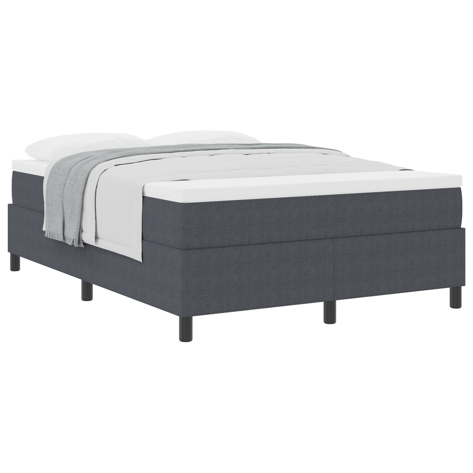 Boxspring Bed Met Matras Donkergrijs 140X200 Cm Corduroy Stof