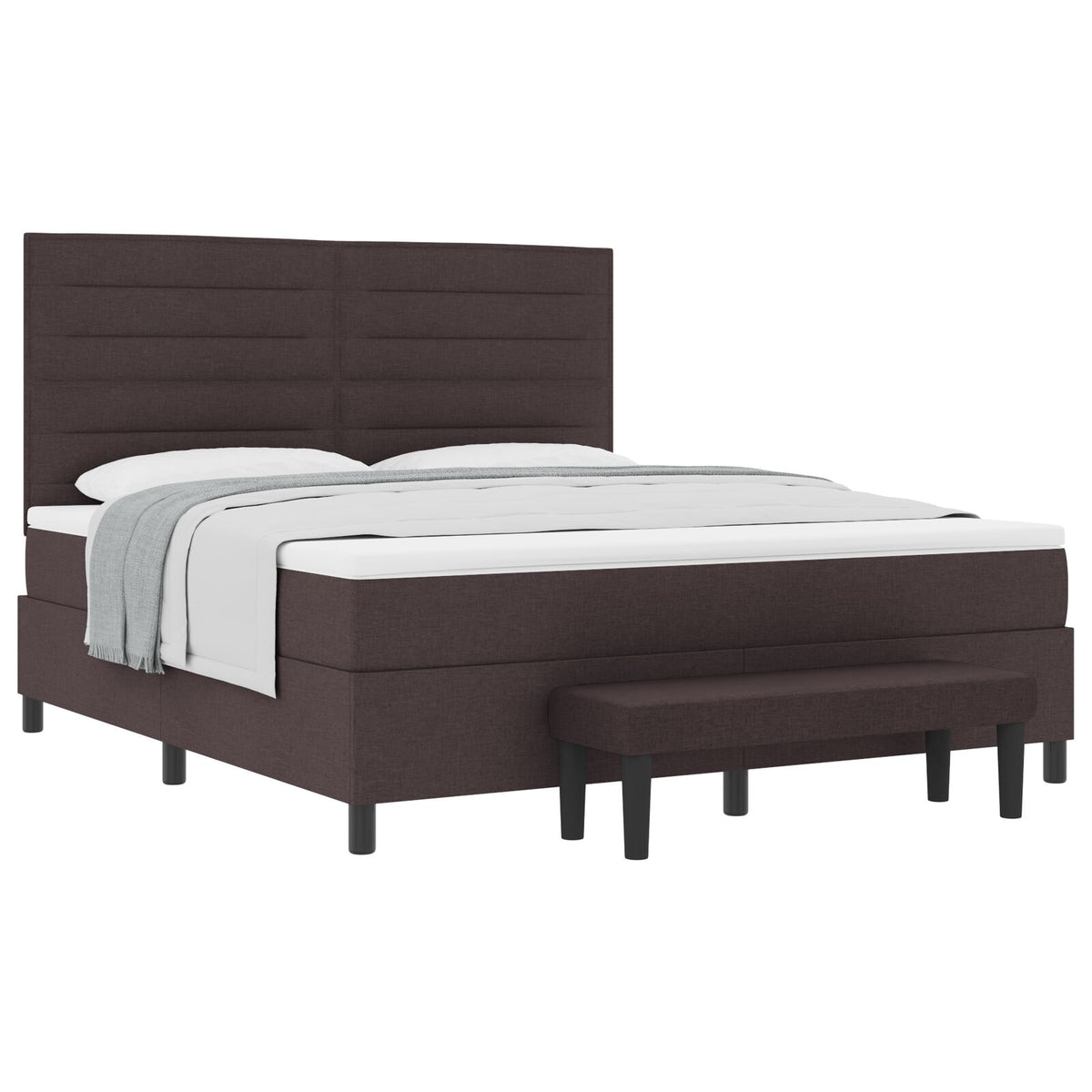 Boxspringbed Met Matras En Bank Stof Donkerbruin 180 x 200 cm Lijnen ontwerp