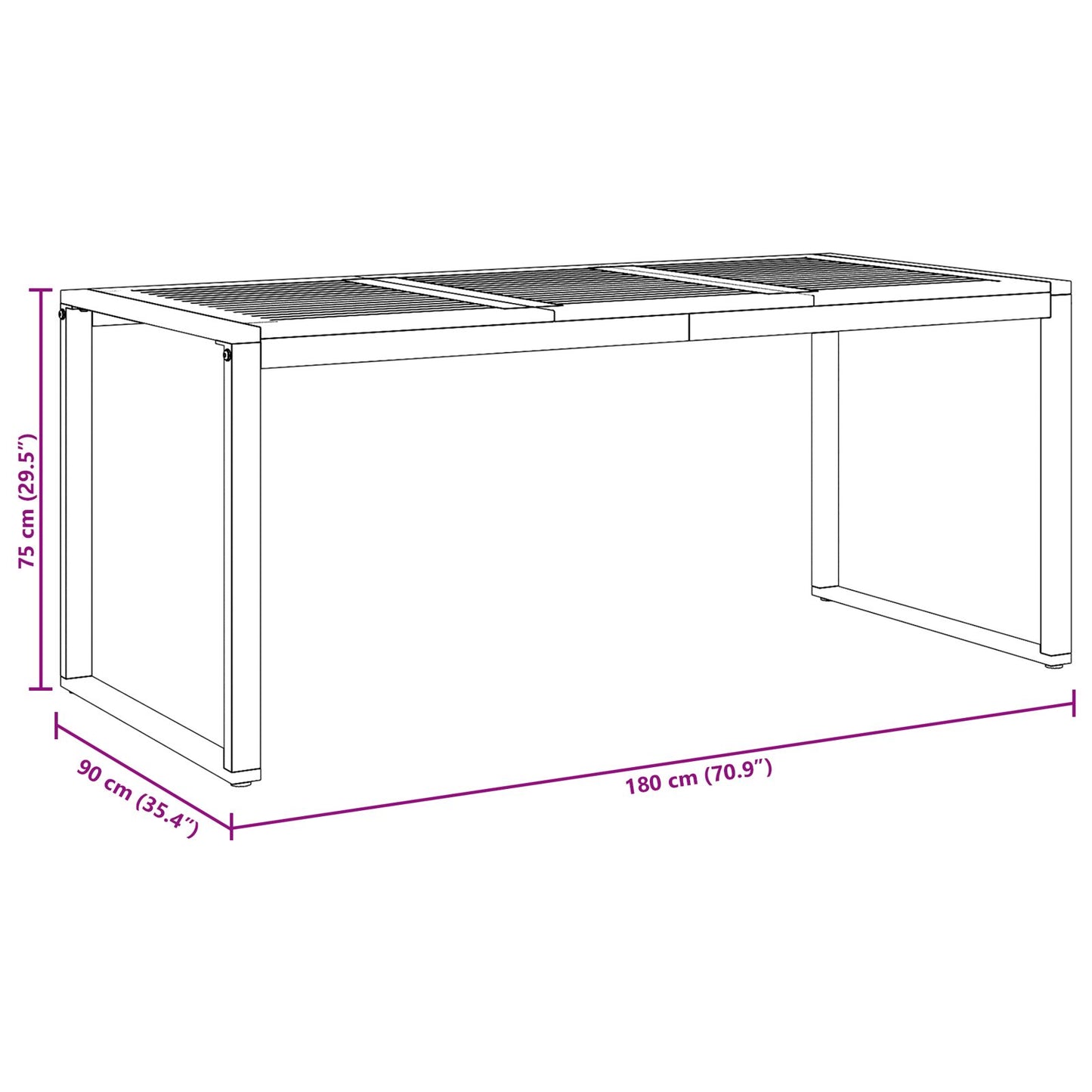 Tuin Eettafel Grijs 180X90X75 Cm Staal & Massief Acaciahout