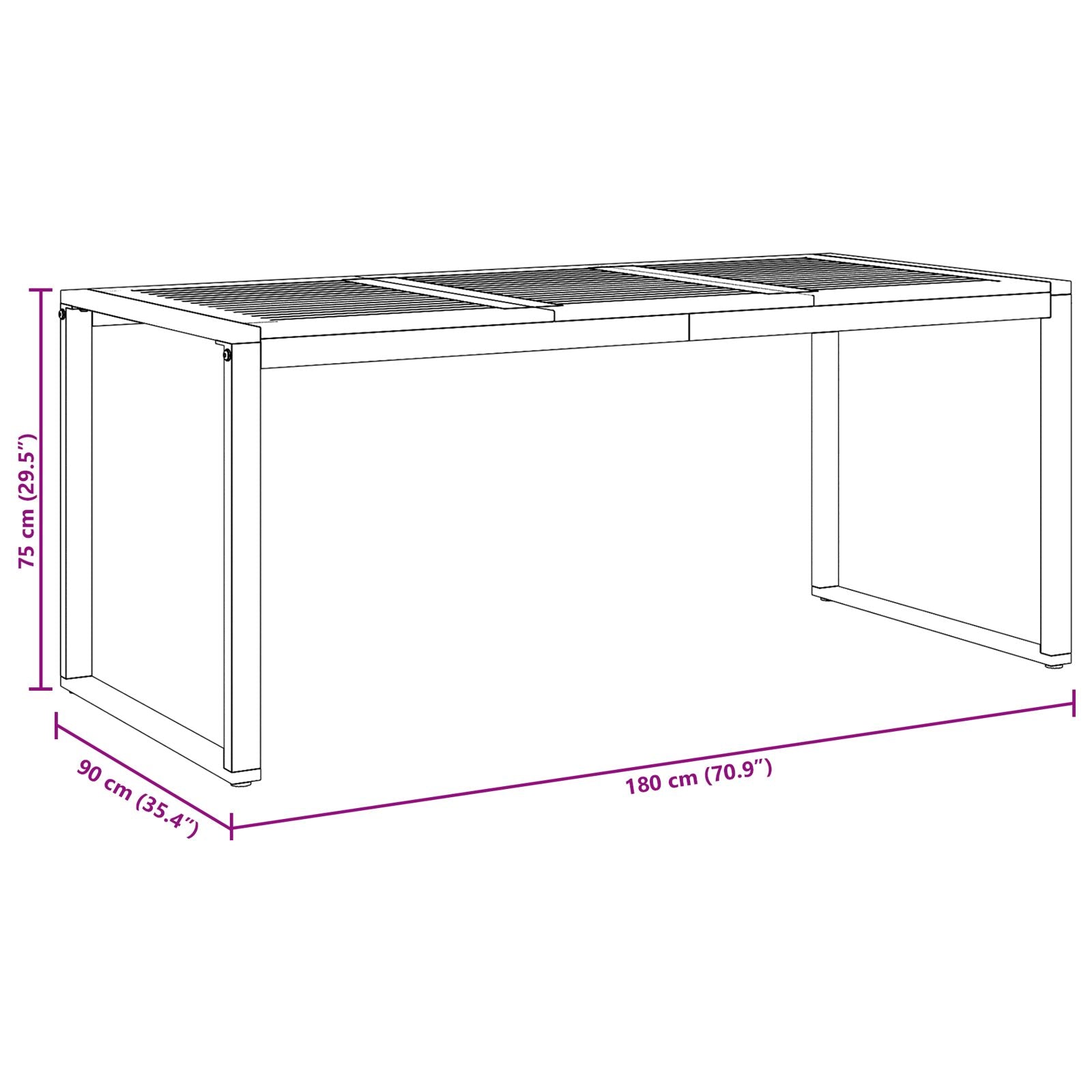 Tuin Eettafel Grijs 180X90X75 Cm Staal & Massief Acaciahout