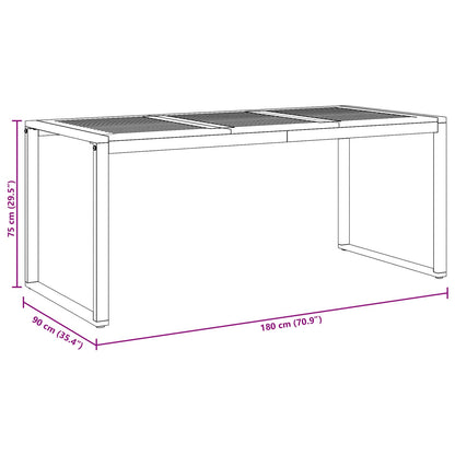 Tuin Eettafel Grijs 180X90X75 Cm Staal & Massief Acaciahout