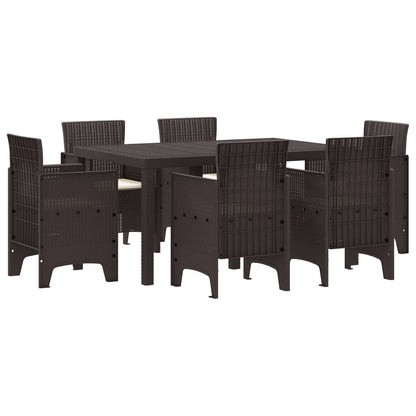 7-Delige Tuin Eetset Met Kussens Bruin Poly Rattan