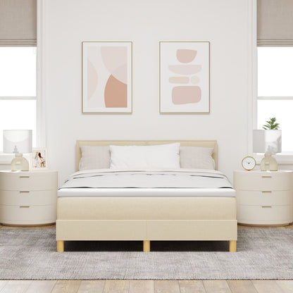 Boxspringbed Met Matras Stof Crème 140 x 200 cm lijnen ontwerp