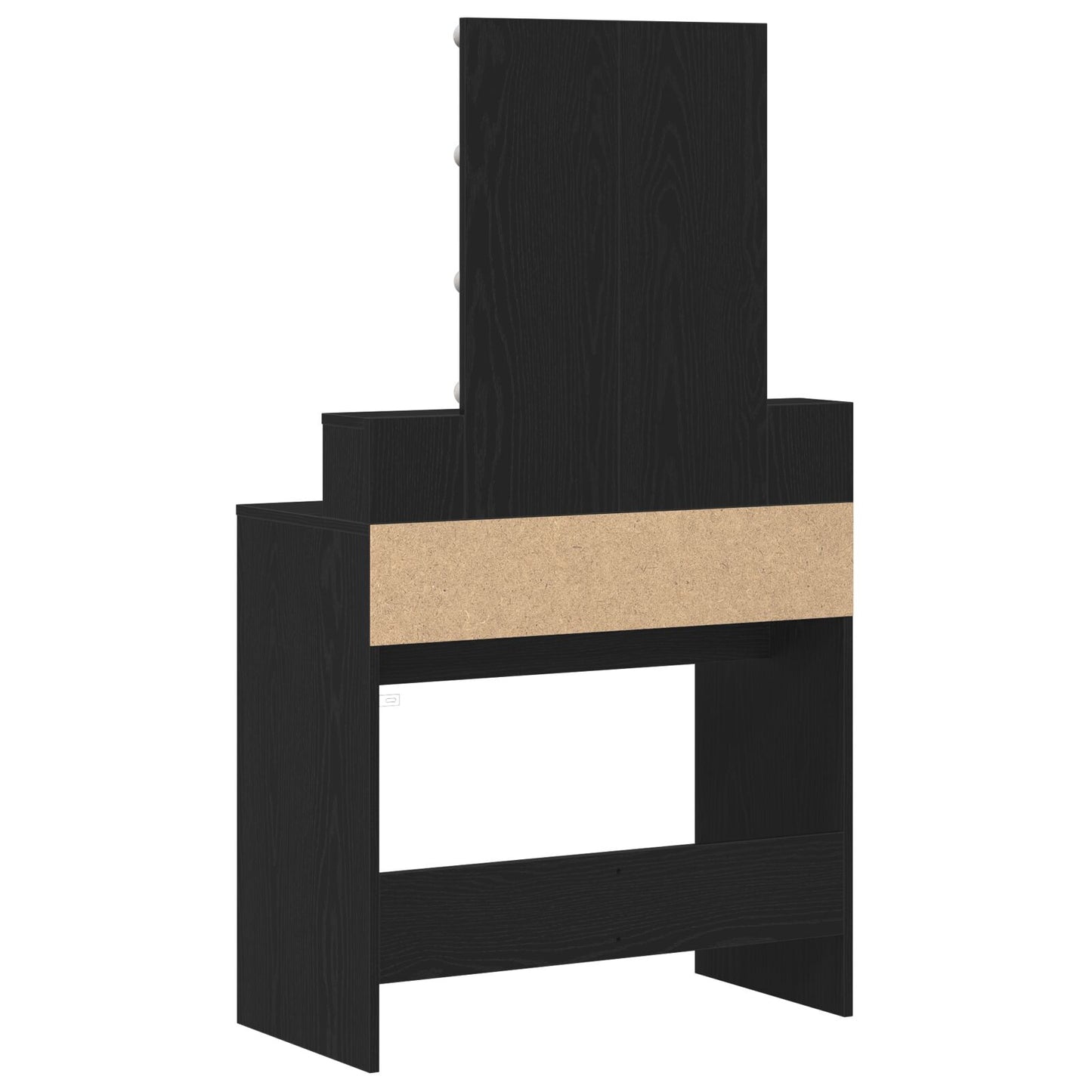 Kaptafel Met Spiegel En Led-Verlichting Zwart Eikenhout
