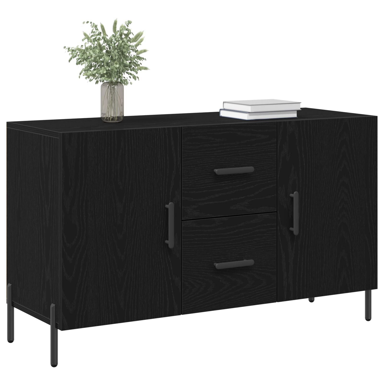 Dressoir Zwart Eiken 100X36X60 Cm Geengineerd Hout
