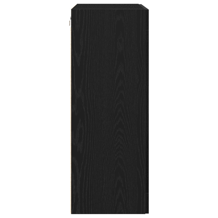 Wandkast Met Glazen Deuren Zwart Eiken 69.5X34X90 Cm