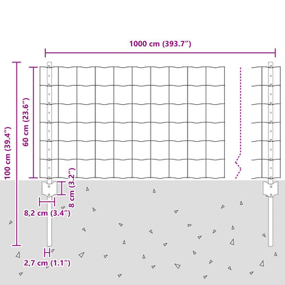 Euro Omheining Met 5 U-Paaltjes Groen 0.6X10 M Staal