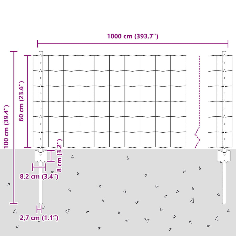 Euro Omheining Met 5 U-Paaltjes Groen 0.6X10 M Staal
