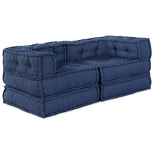 Modulair Poef Set Van 2 In Stof Indigo 70 x 70 x 54 cm 2x hoek