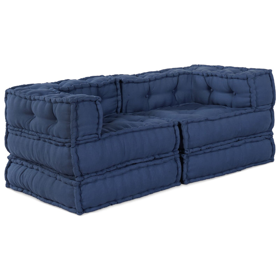 Modulair Poef Set Van 2 In Stof Indigo 70 x 70 x 54 cm 2x hoek