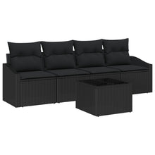5-Delige Tuin Eetset Met Kussens Zwart Poly Rattan Gegalvaniseerd Staal
