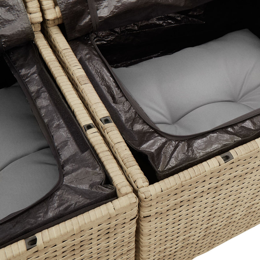 6 Delige Tuin Sofa Set Met Kussens Beige Poly Rattan Acacia