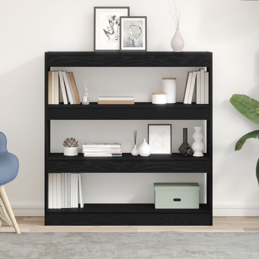 Boekenkast/Room Divider Zwart Eiken 100X30X103Cm Engineered Hout