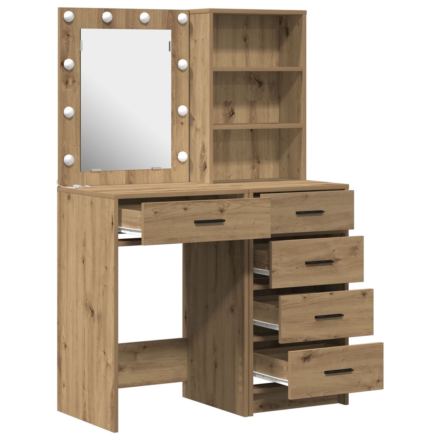 2-Delige Kaptafelset Met Led Artisan Eiken Engineered Wood