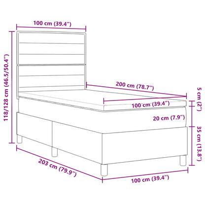 Boxspring Bed Met Matras Stof Donkerbruin 100 x 200 cm Lijnen ontwerp