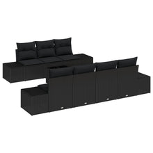 8-Delige Tuinbankset Met Kussens Zwart Poly Rattan