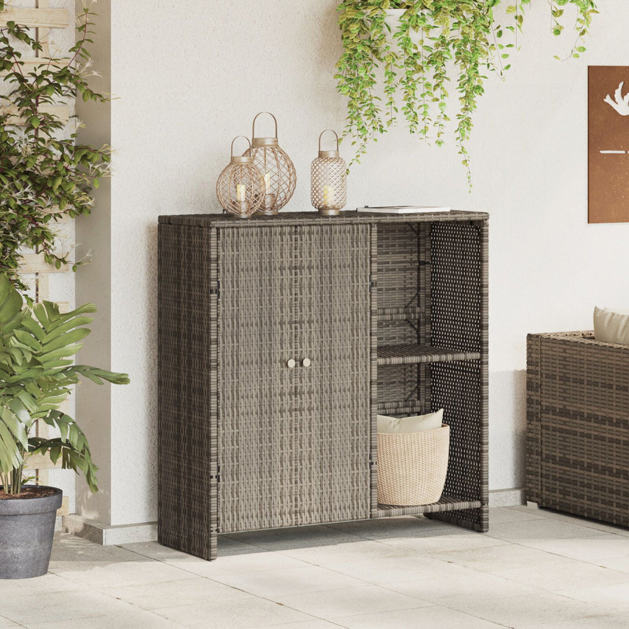 Opbergkast 100X36X102 Cm Rattan Grijs