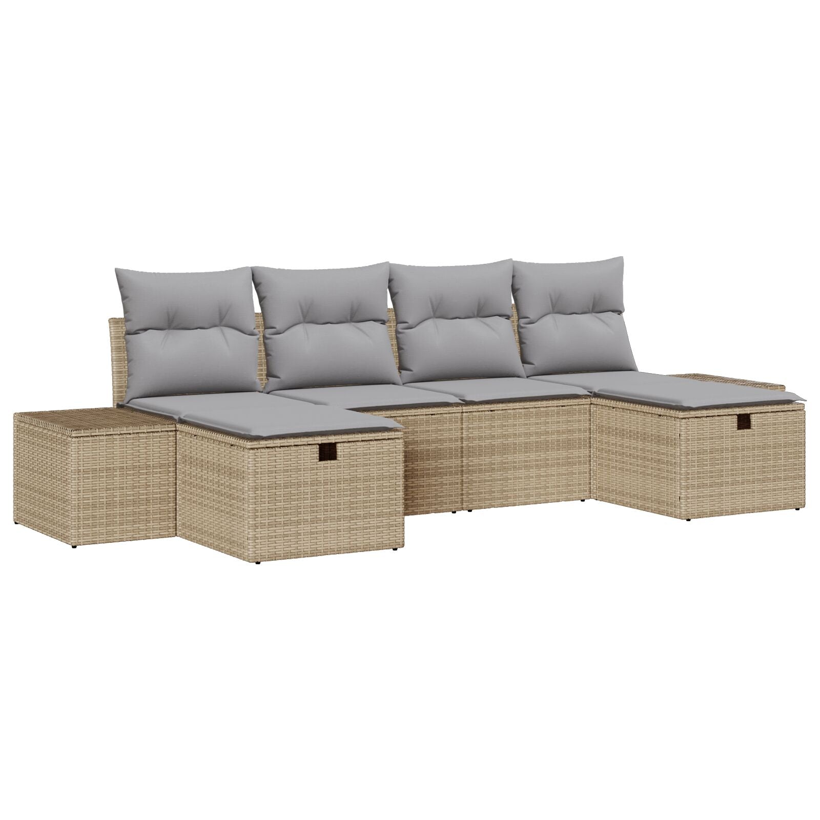 6-Delige Tuin Sofa Set Met Kussens Beige Poly Rattan