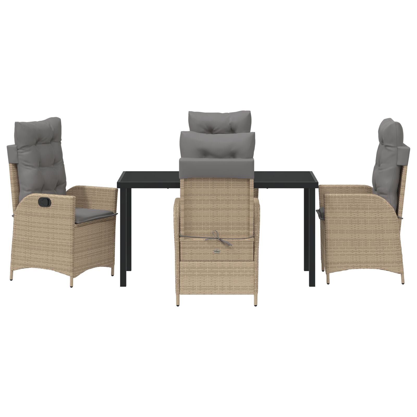 5 Delige Tuin Eetset Met Kussens Beige Poly Rattan