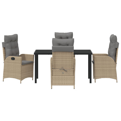 5 Delige Tuin Eetset Met Kussens Beige Poly Rattan