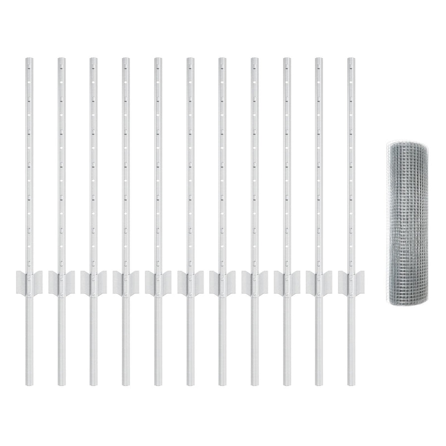 Gegalvaniseerd Draadhek Met 10 U-Palen Zilver 0,6X25 M Staal