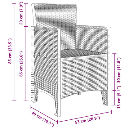 5 Delige Tuin Eettafel Set Wit Poly Rotan
