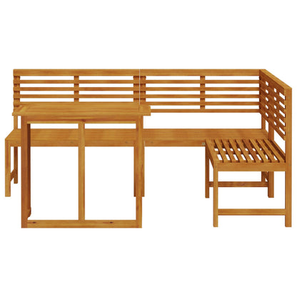 3-Delige Tuin Bistro Set Van Massief Acaciahout zonder kussen Tafel + 2x Bank